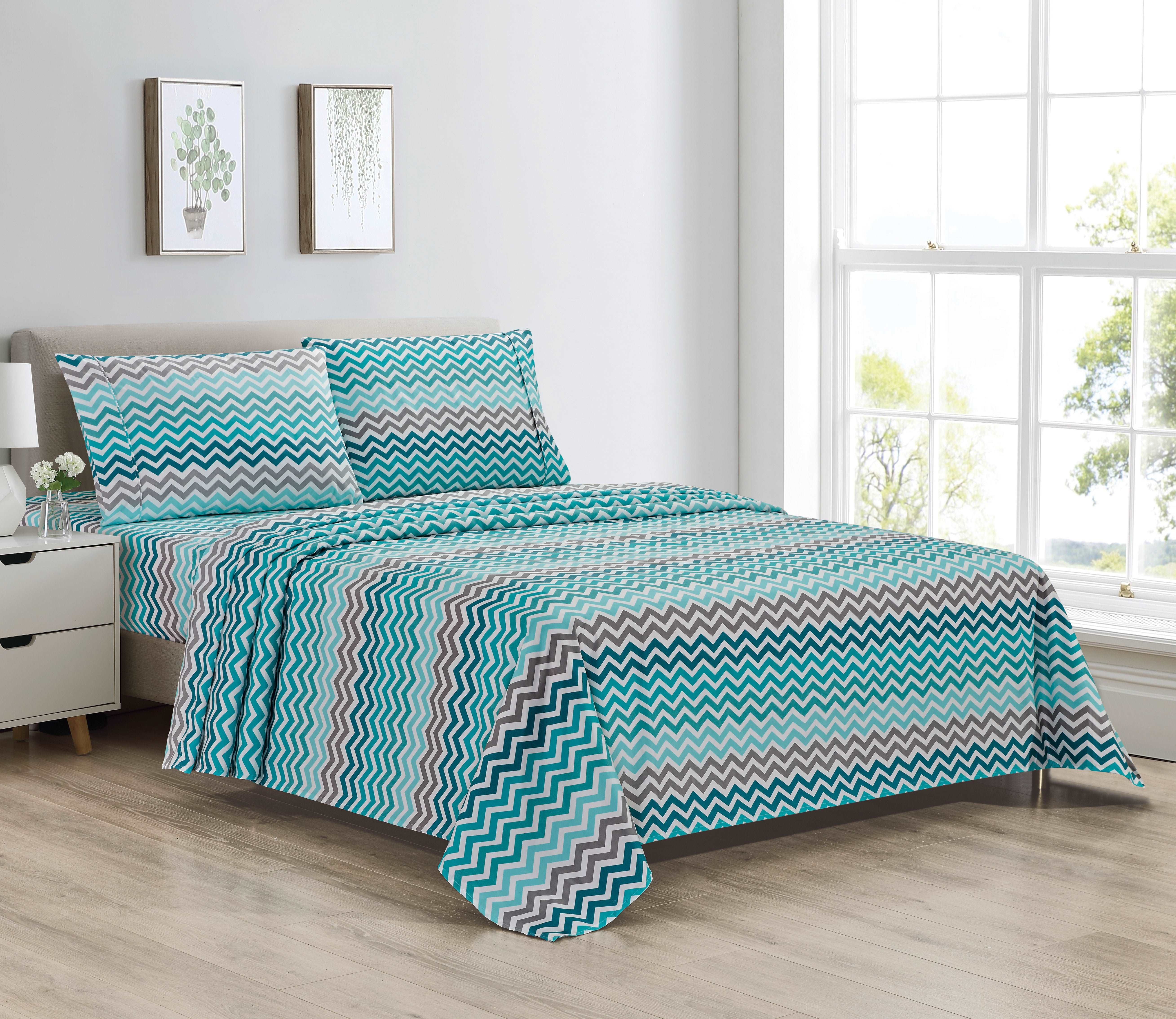 Bibb Home Egyptian Luxury 1800 Count Printed 4 Piece Sheet Set.