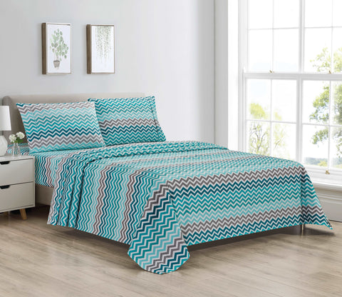 Bibb Home Egyptian Luxury 1800 Count Printed 4 Piece Sheet Set.