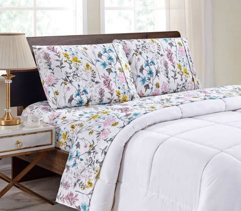 Bibb Home Egyptian Luxury 1800 Count Printed 4 Piece Sheet Set.