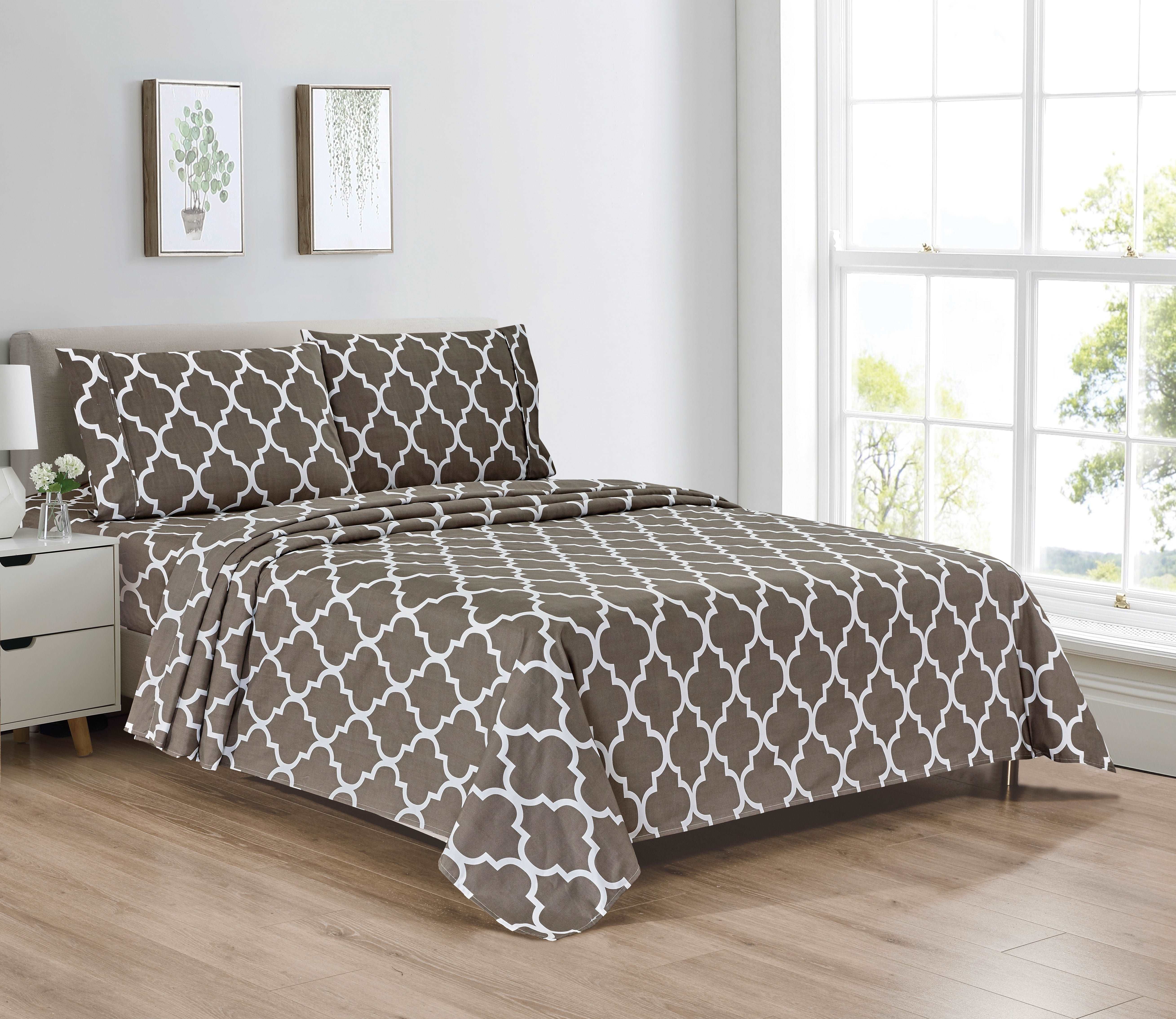 Bibb Home Egyptian Luxury 1800 Count Printed 4 Piece Sheet Set.