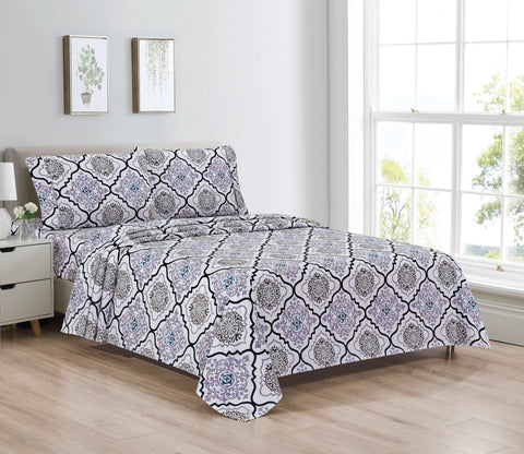 Bibb Home Egyptian Luxury 1800 Count Printed 4 Piece Sheet Set.