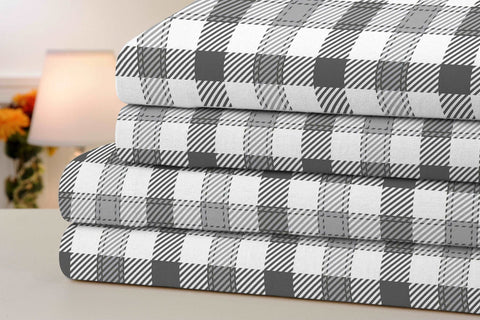 Bibb Home Printed Flannel 4 Piece Sheet Set.