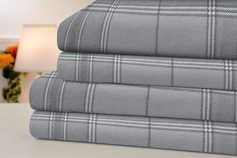Bibb Home Printed Flannel 4 Piece Sheet Set.