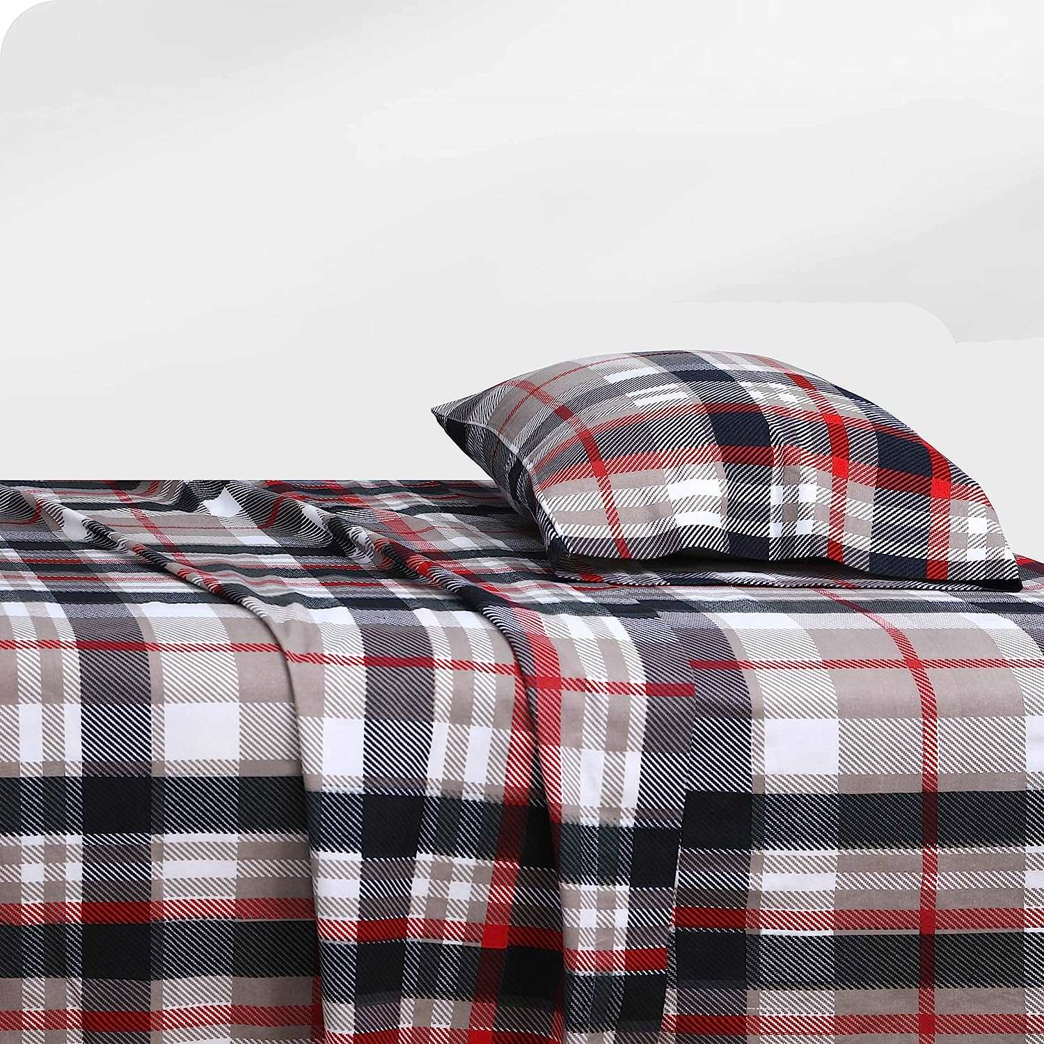 Bibb Home Printed Flannel 4 Piece Sheet Set.