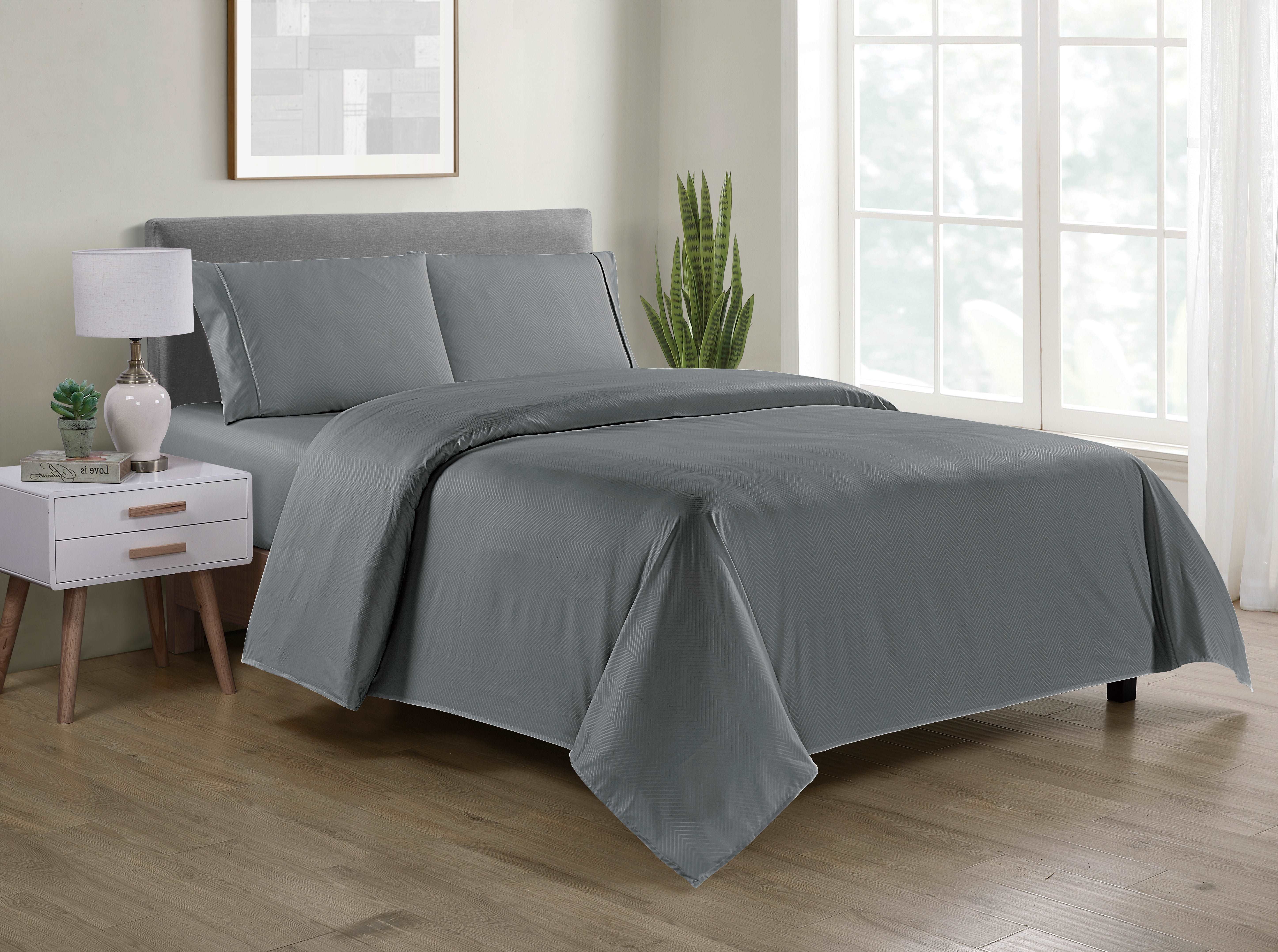 Bamboo 4 Piece Luxury Chevron Embossed Sheet Set. - Smartmarts