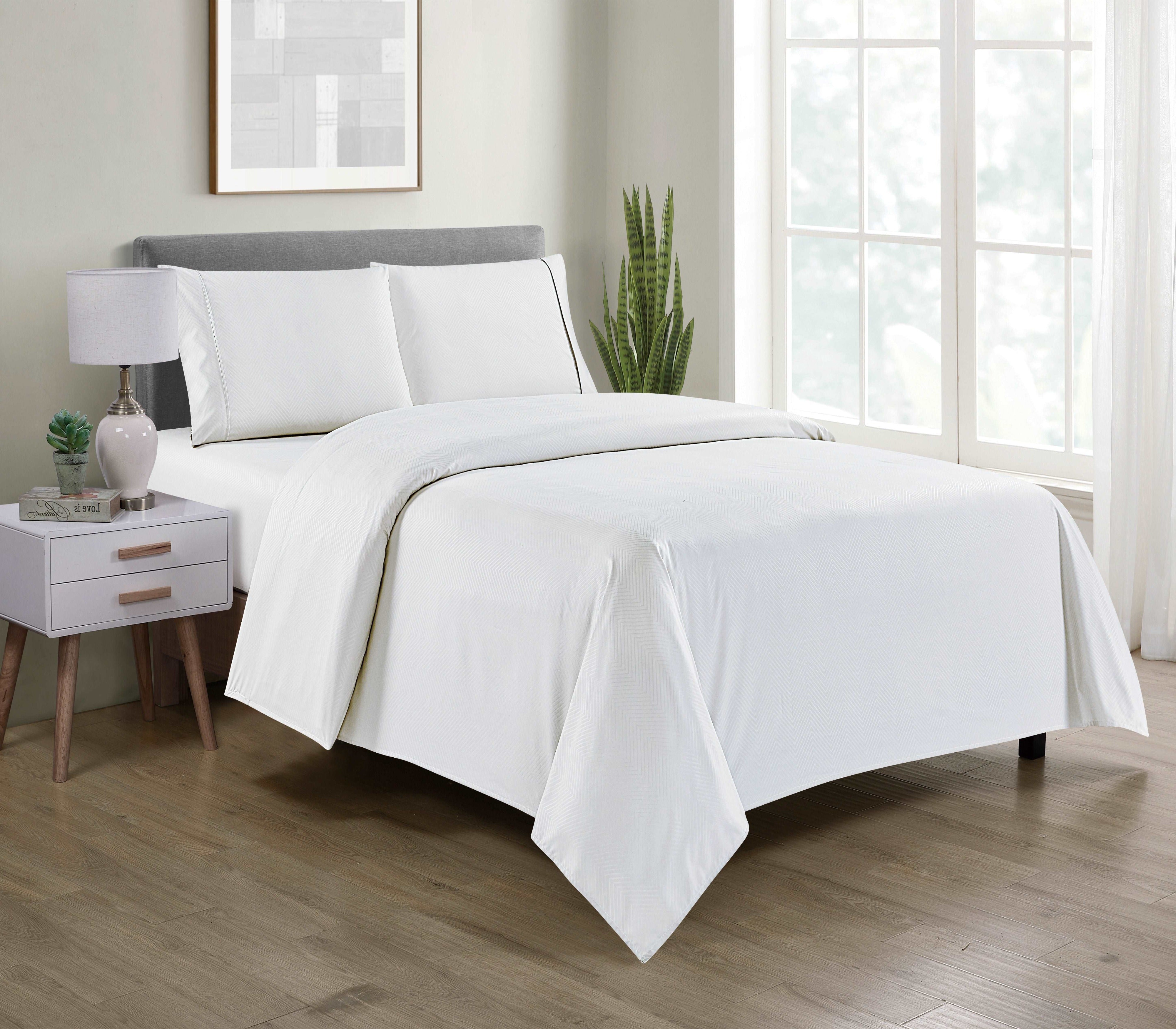 Bamboo 4 Piece Luxury Chevron Embossed Sheet Set. - Smartmarts
