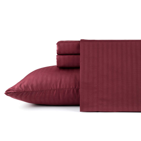 Bibb Home 1500 Series Damask Stripe 4 Piece Sheet Set