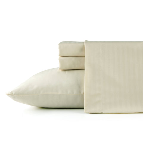 Bibb Home 1500 Series Damask Stripe 4 Piece Sheet Set