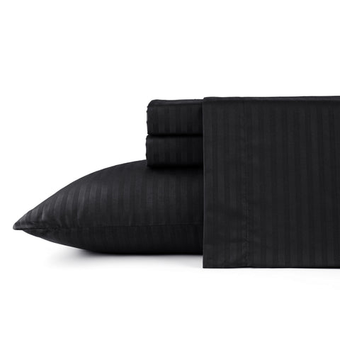 Bibb Home 1500 Series Damask Stripe 4 Piece Sheet Set