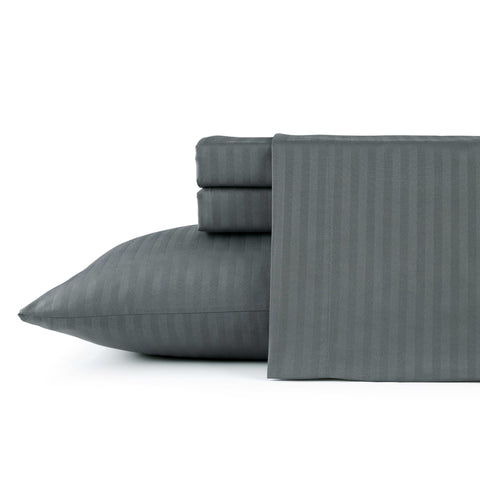 Bibb Home 1500 Series Damask Stripe 4 Piece Sheet Set