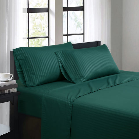 Bibb Home 1500 Series Damask Stripe 4 Piece Sheet Set