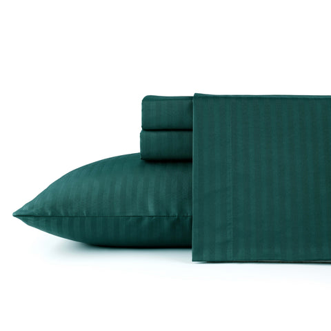 Bibb Home 1500 Series Damask Stripe 4 Piece Sheet Set