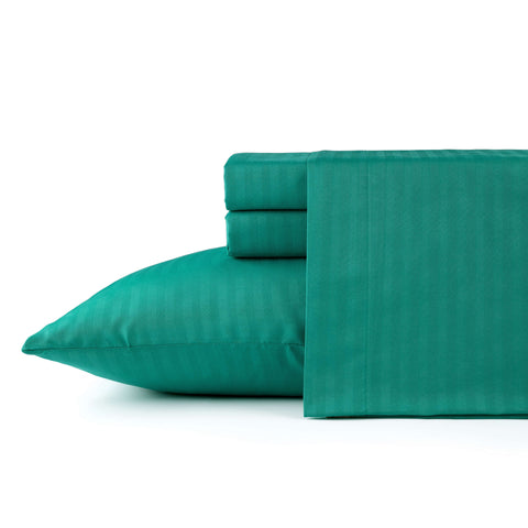 Bibb Home 1500 Series Damask Stripe 4 Piece Sheet Set