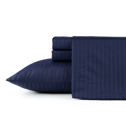 Bibb Home 1500 Series Damask Stripe 4 Piece Sheet Set