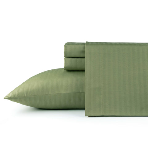 Bibb Home 1500 Series Damask Stripe 4 Piece Sheet Set