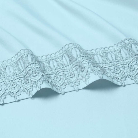 Bamboo Lace Crochet Embroidery 4 Piece Sheet Set