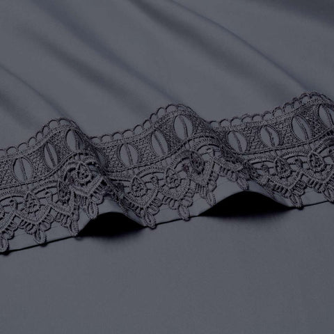 Bamboo Lace Crochet Embroidery 4 Piece Sheet Set