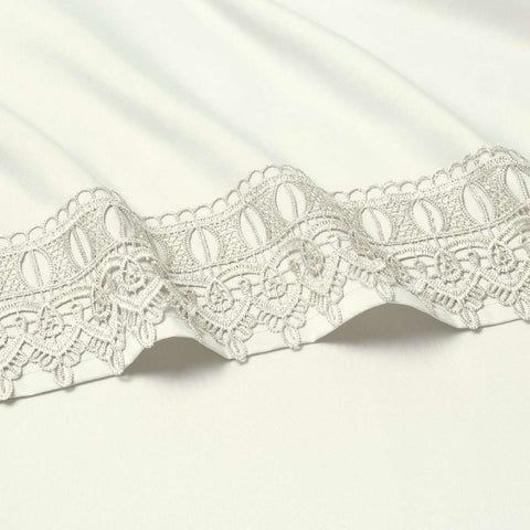 Bamboo Lace Crochet Embroidery 4 Piece Sheet Set
