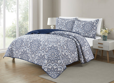 Bibb Home 3 Piece Printed Reversible Quilt Set