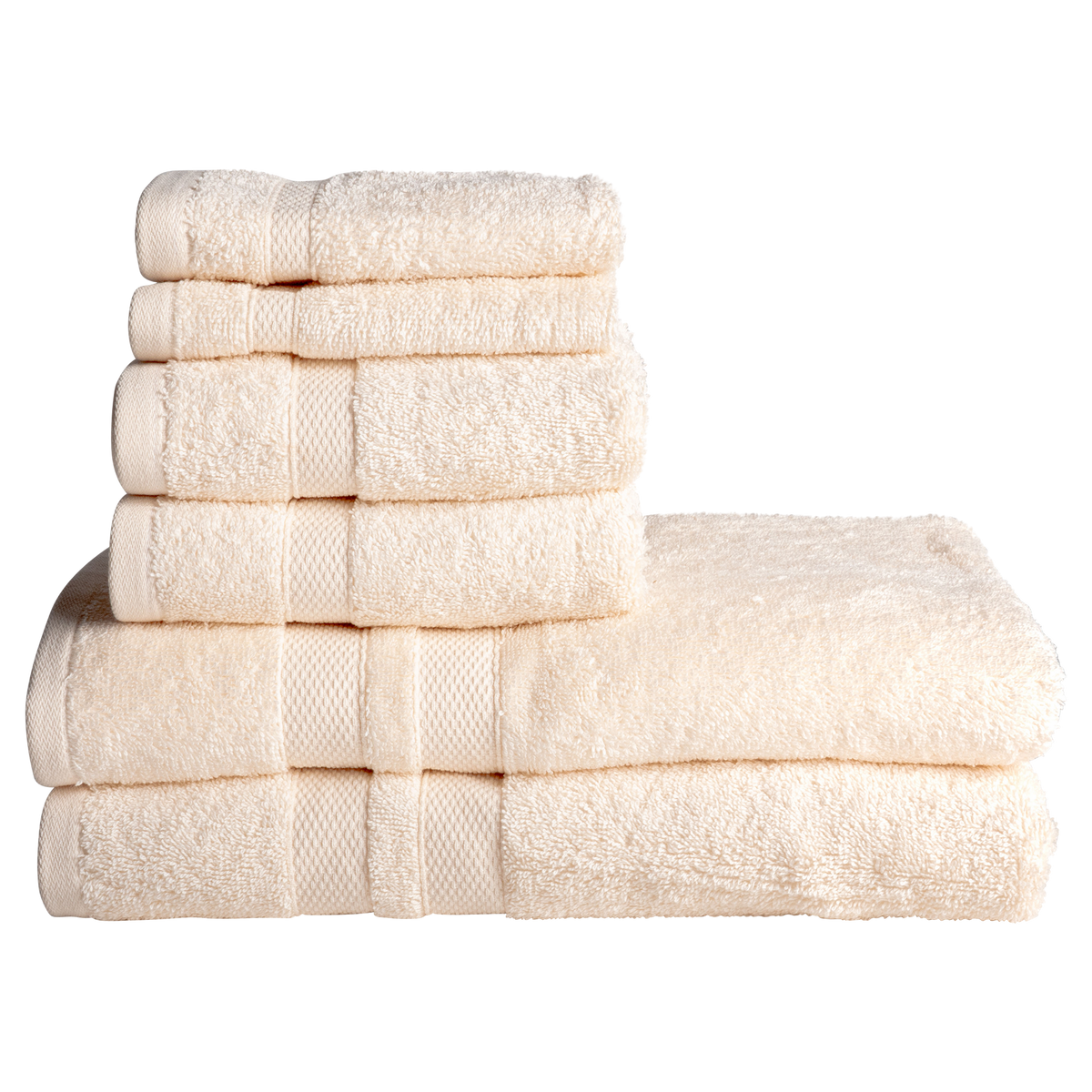 Bibb Home 6-Piece Luxury Combed Cotton Towel Set