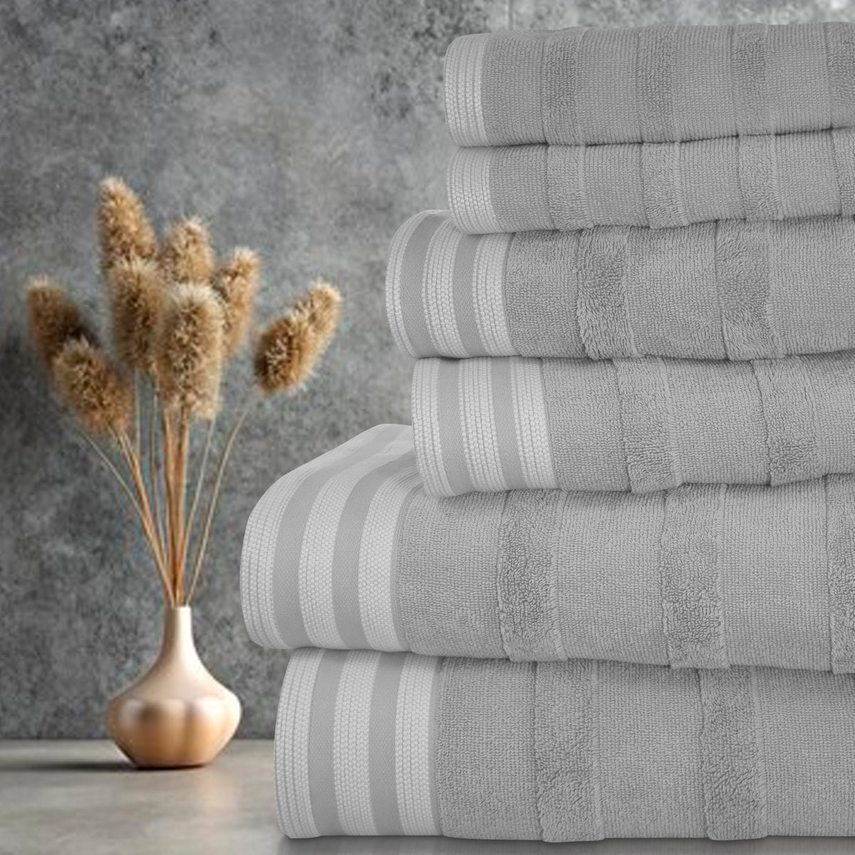 Kathy Ireland 6-Piece Jacquard Stripe Kyoto Towel Set