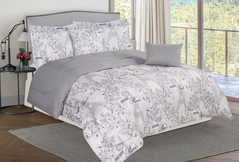 Bibb Home 5 Piece Comforter Set with Decorative Pillows