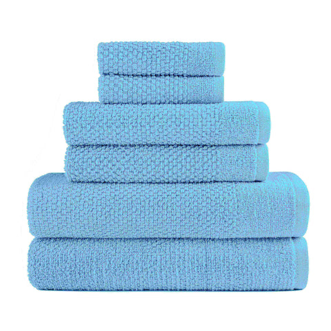 Aqua Colour of Dan River 6 Piece Popcorn Cotton Bath Towel Set