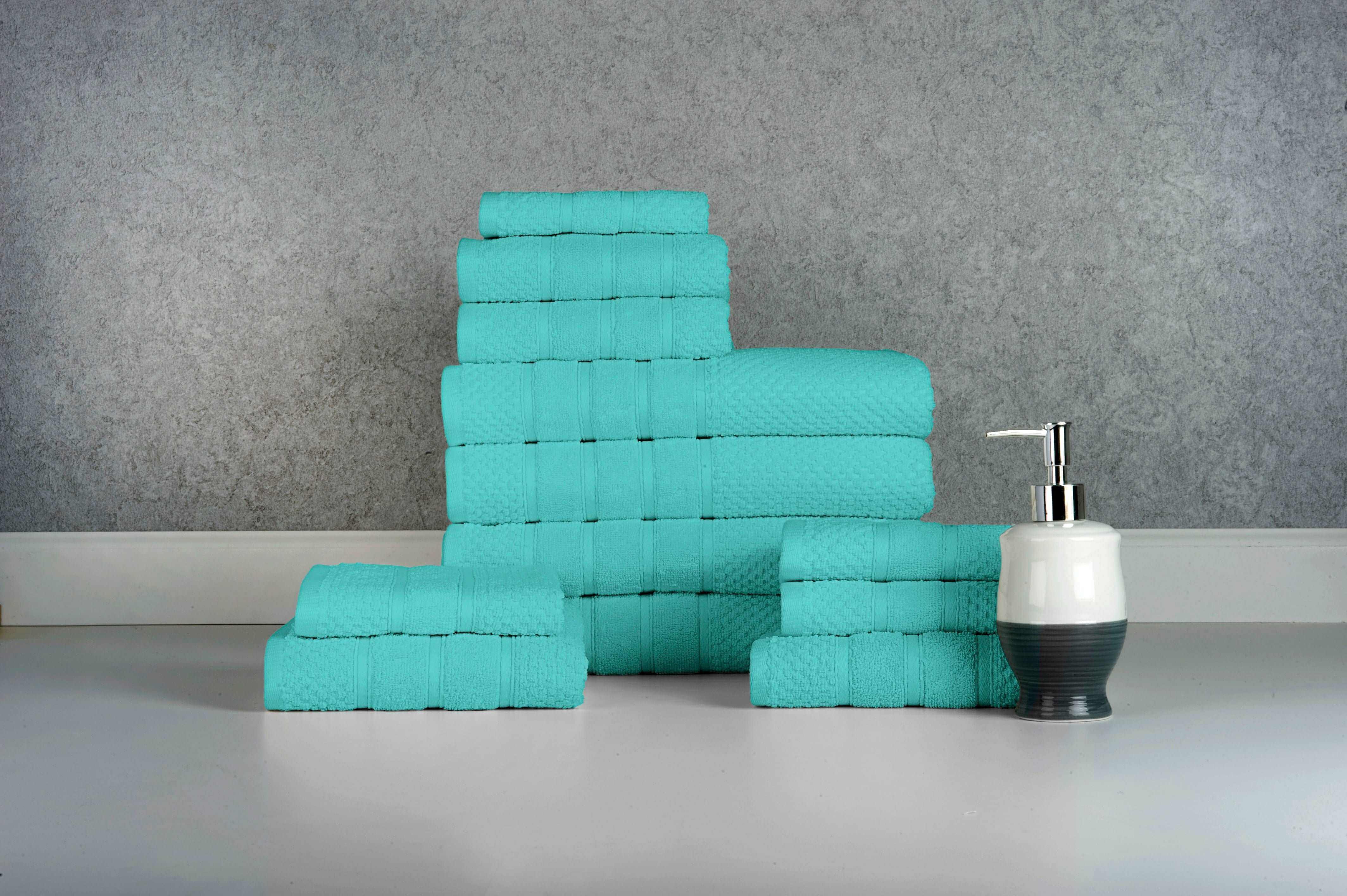 Aqua Colour of 12 Piece Egyptian Cotton Towel Set