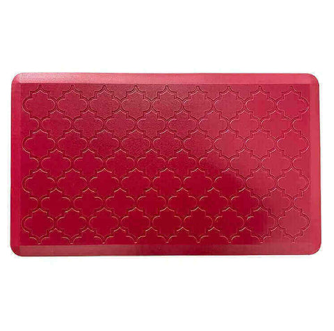 Burgundy Colour of Trellis Embossed Foam Kitchen Mat