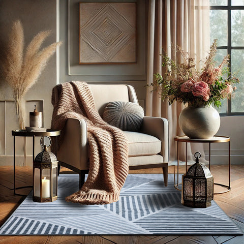 Bibb Home Washable Flannel Printed Area Rug with Latex Back 4x6 ft