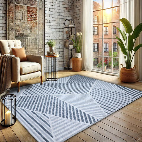 Bibb Home Washable Flannel Printed Area Rug with Latex Back 4x6 ft