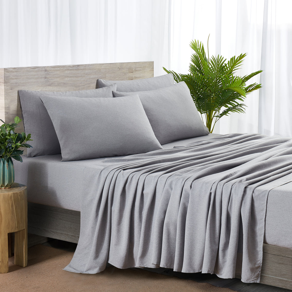 Bamboo 2000 Thread Count 6-Piece Chambray Sheet Set with SnugGrip