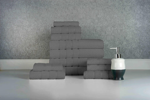 Grey Colour of 12 Piece Egyptian Cotton Towel Set
