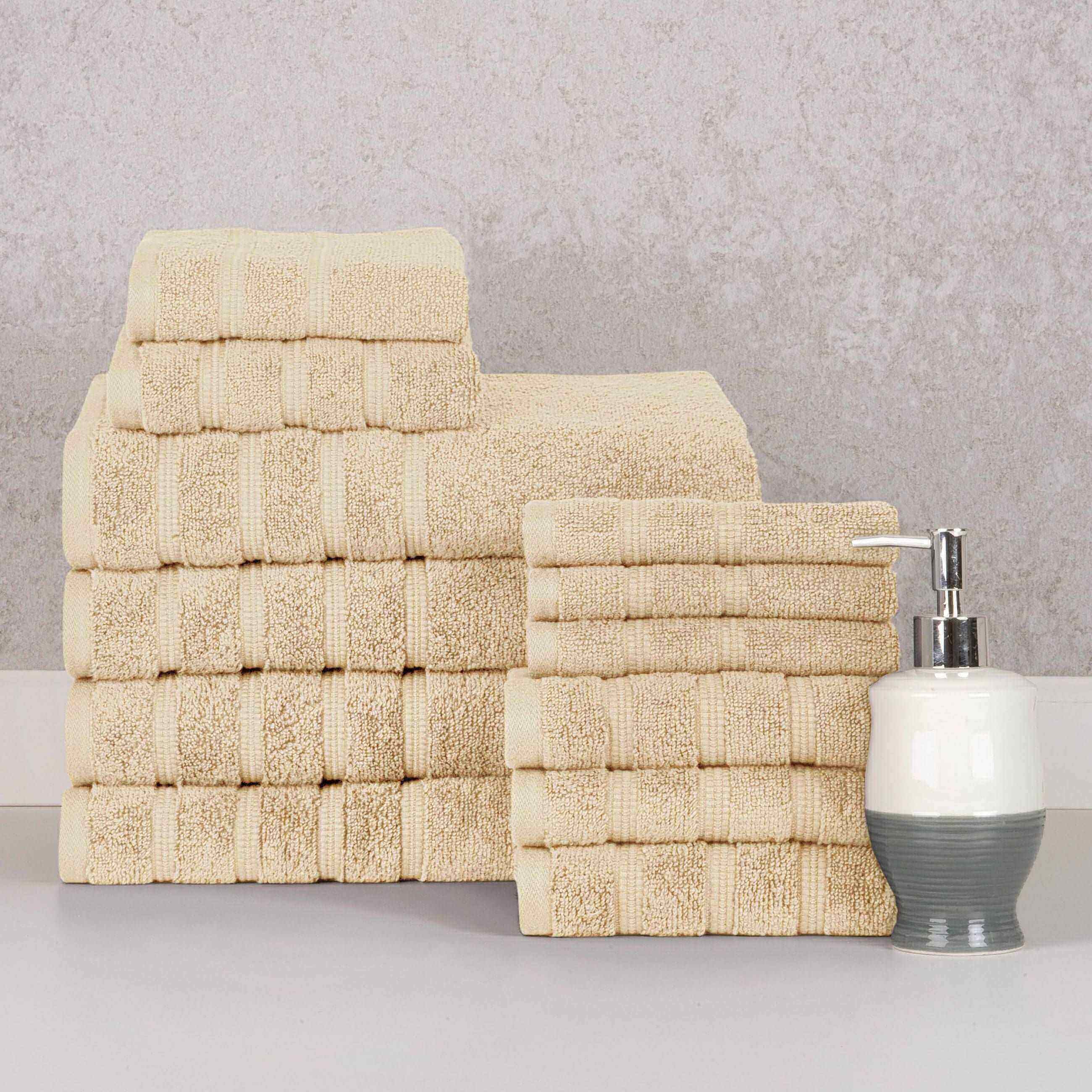 Ivory Colour of 12 Piece Zero Twist Egyptian Cotton Towel Set