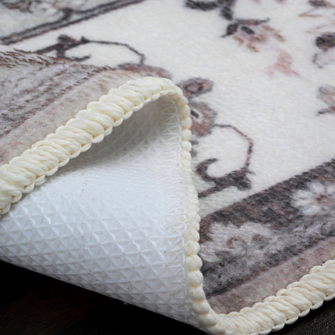 Bibb Home Washable Flannel Printed Area Rug with Latex Back 5x7 ft