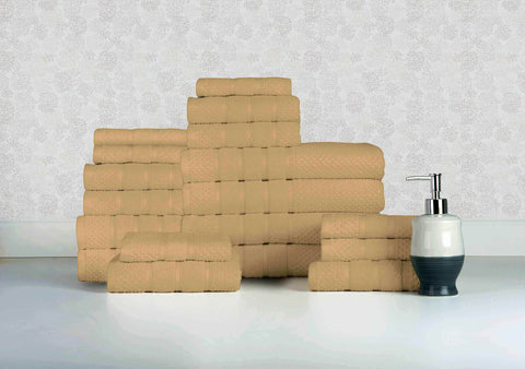 Popcorn Mustard Colour of 18 Piece Egyptian Cotton Towel Set