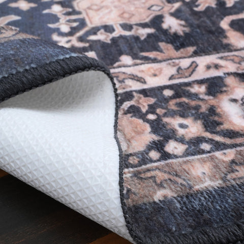 Bibb Home Washable Flannel Printed Area Rug with Latex Back 4x6 ft