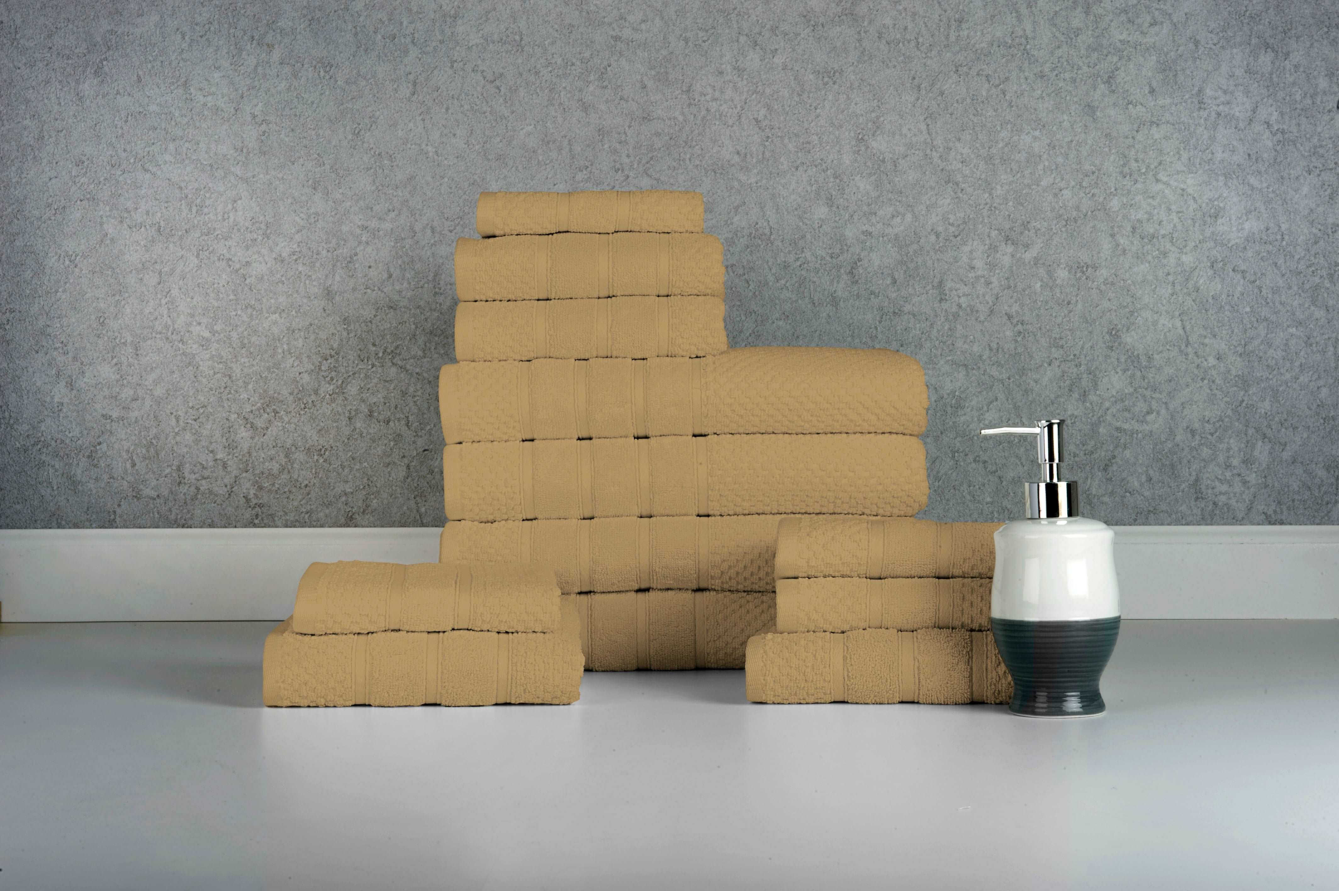 Mustard Colour of 12 Piece Egyptian Cotton Towel Set