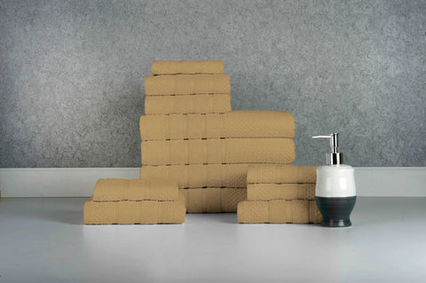 Mustard Colour of 12 Piece Egyptian Cotton Towel Set