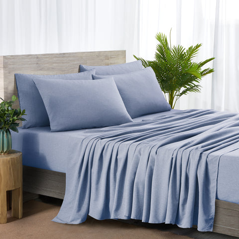 Bamboo 2000 Thread Count 6-Piece Chambray Sheet Set with SnugGrip