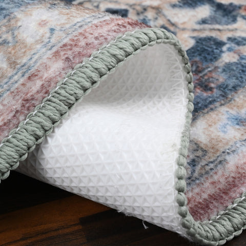 Bibb Home Washable Flannel Printed Area Rug with Latex Back 5x7 ft