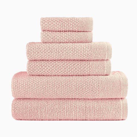 Pink Colour of Dan River 6 Piece Popcorn Cotton Bath Towel Set
