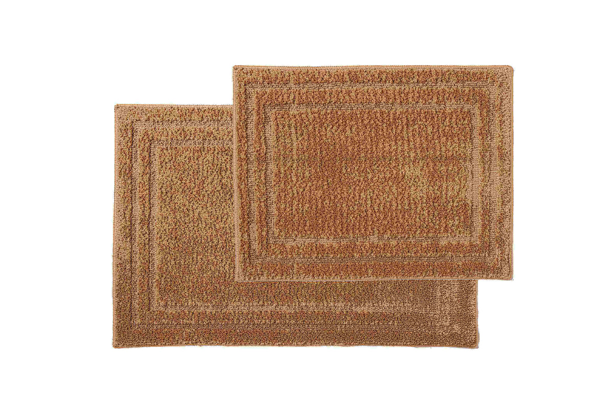 Sand Color of 2 Piece Microfiber Shag Bathmat Set