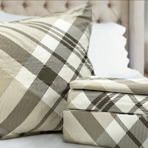 Bibb Home 4 Piece Printed or Solid Heavyweight Flannel Sheet Set