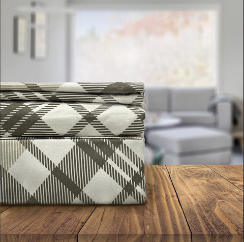 Bibb Home 4 Piece Printed or Solid Heavyweight Flannel Sheet Set