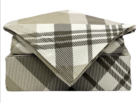 Bibb Home 4 Piece Printed or Solid Heavyweight Flannel Sheet Set