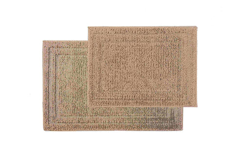 Brown color of 2 Piece Microfiber Shag Bathmat Set