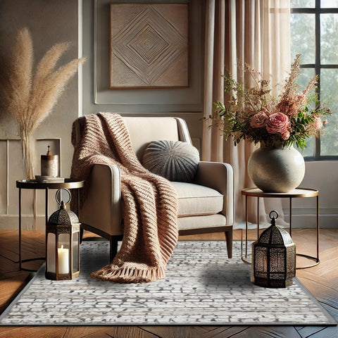 Bibb Home Washable Flannel Printed Area Rug with Latex Back 5x7 ft