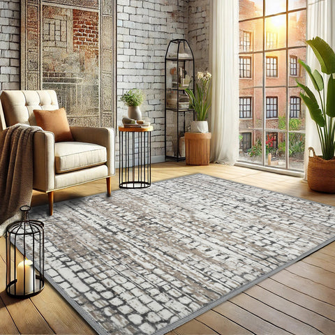 Bibb Home Washable Flannel Printed Area Rug with Latex Back 3x5 ft