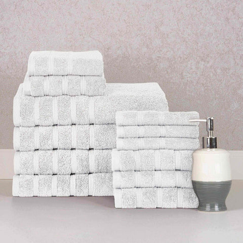 White Colour of 12 Piece Zero Twist Egyptian Cotton Towel Set